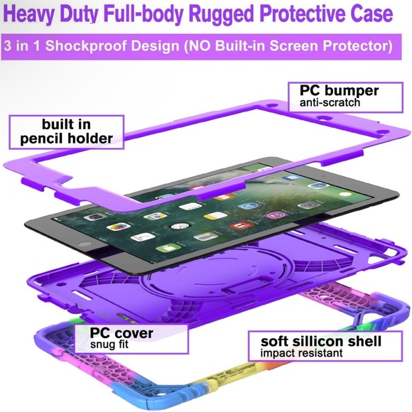 Ipad 5th/6th Generation multicolor Silicone and Hard Cover  9.7” - Picture 8 of 16